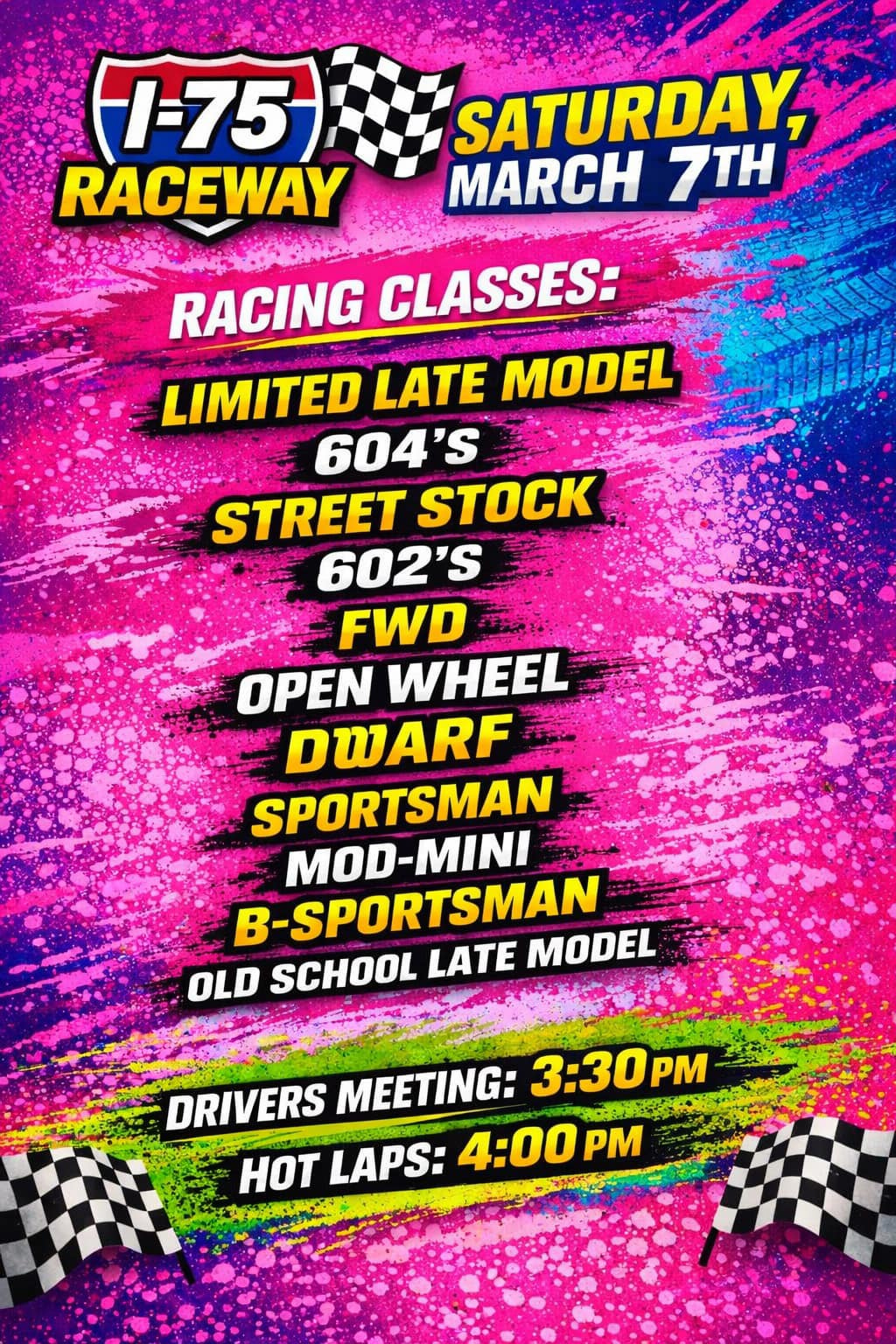 Practice on Friday; Season Opener on Saturday, March 7