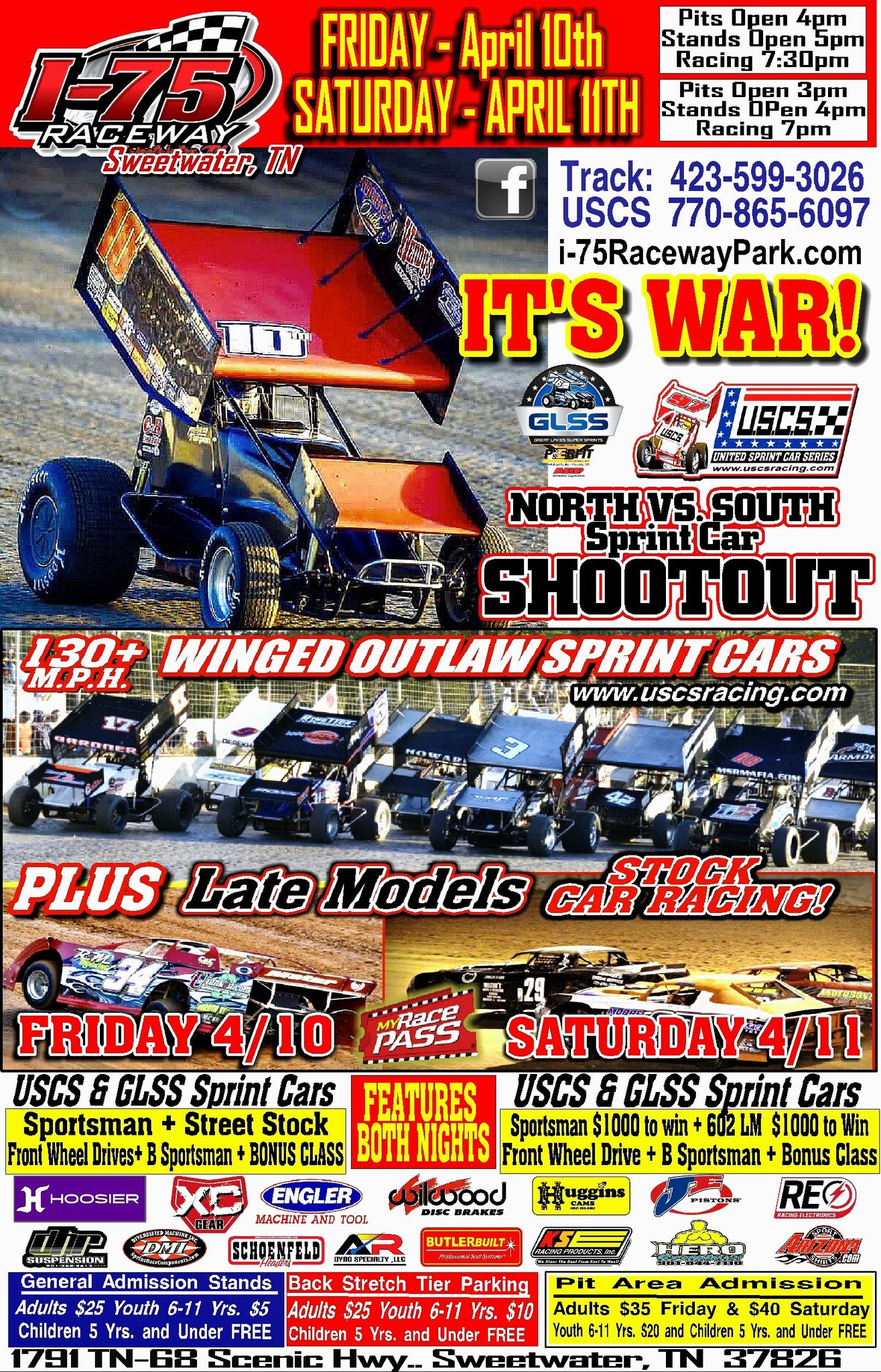 War of the Winged Sprint Cars at I-75 Raceway on April 10-11